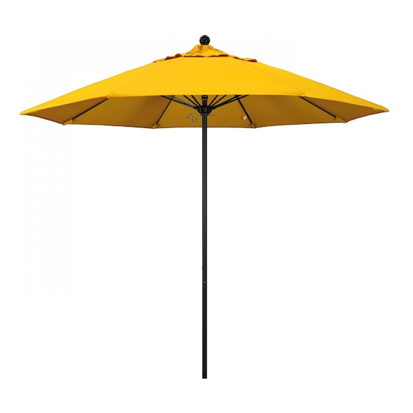 California Umbrella 9' Black Aluminum Market Patio Umbrella, Sunbrella Sunflower Yellow 194061335369 - main